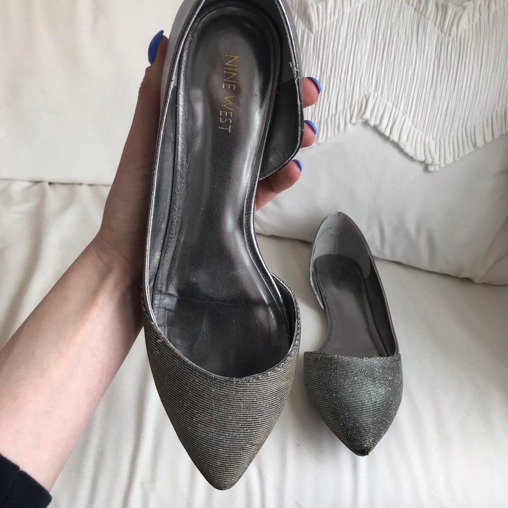 Sparkly Silver Nine West Flats✨